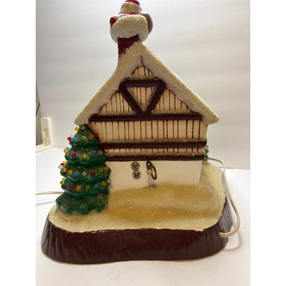 Vintage Lighted Ceramic Christmas House Santa Deer Snow‎ Chalet Decor